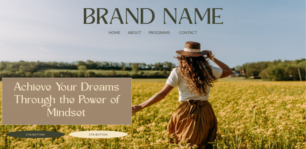 A boho-style example of a home website header.