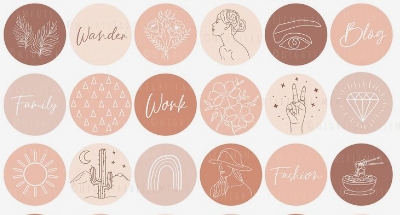 A photo collage of a bunch of bohemian and light style brand elements people can use on their website. 