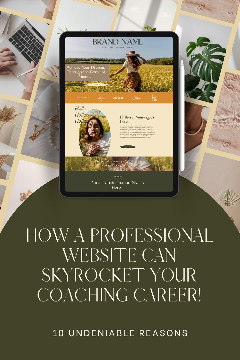 A photo of a website mock up on an ipad with the title: How a Professional website can skyrocket your coaching career.